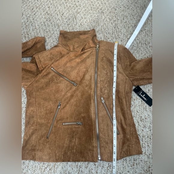 Lulu's Brown faux suede with Asymmetrical Zipper jacket size XL new with tag - Picture 11 of 12